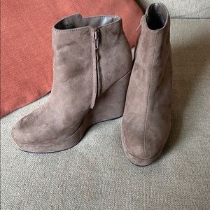 Suede wedge booties
